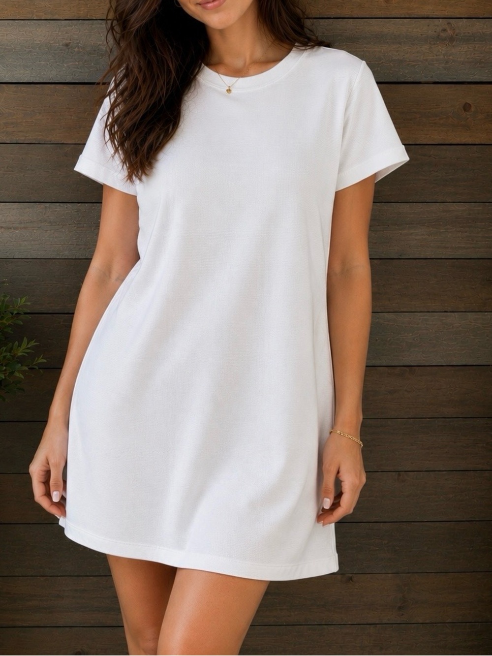 Zara White Ribbed Crewneck T-shirt dress